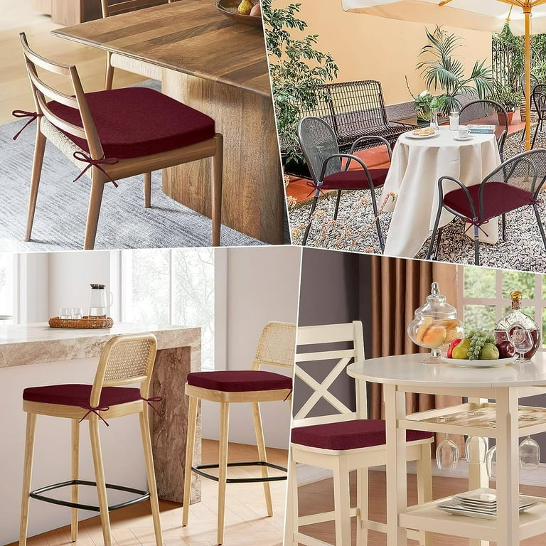 GUAIPOU D Shaped Chair Cushions for Dining Chairs with Ties and Removable Cover 2 Thick Dining Kitchen Chair Pads Indoor Dining Room Non Slip Backing Seat Cushions Set of 4 16.5 x 16.2