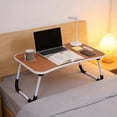 thumbnail image 6 of Laptop Bed Desk with Cup Holder (Walnut)- Foldable Portable Lap Table w/Tablet Slot & Handle, 6 of 9