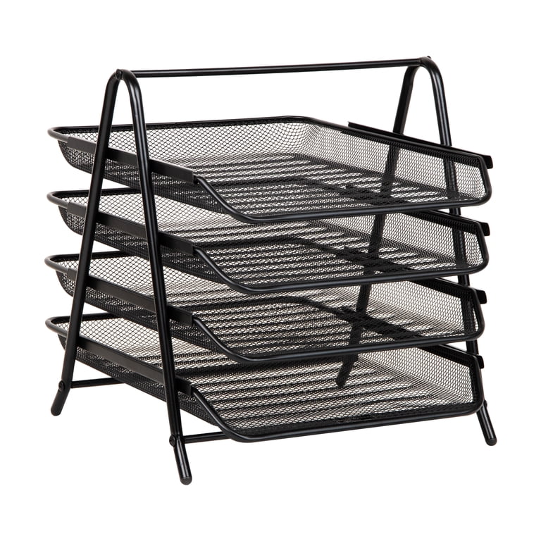 Mind Reader 4-Tier Paper Tray Organizer, Black photo 1