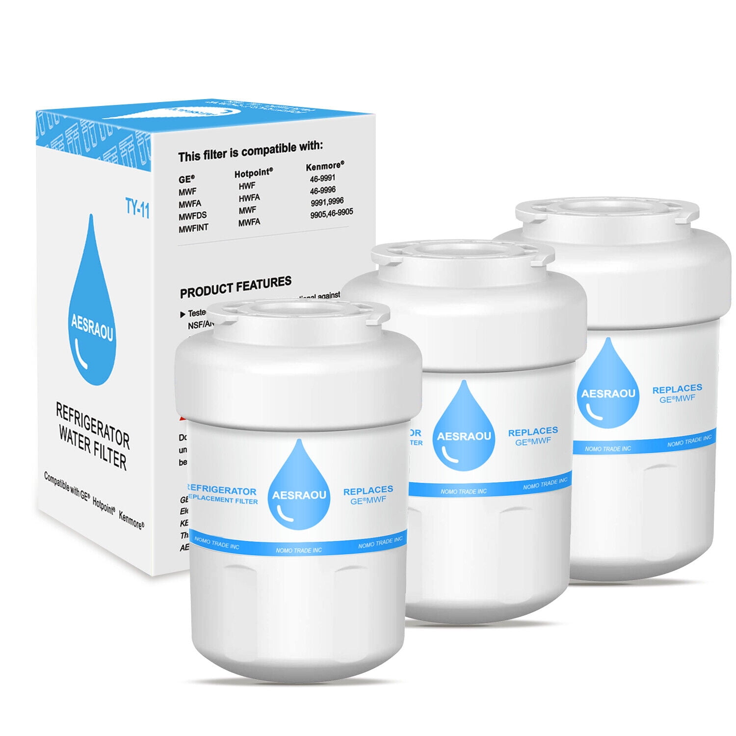 AESRAOU MWF Refrigerator Water Filter, Replacement for Smart Water MWFP