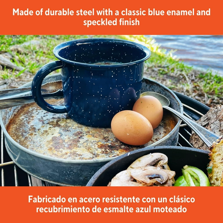 Im Usa 2 Pack 1.25 Quart Blue Enamel Steel Mug for Camping, Travel