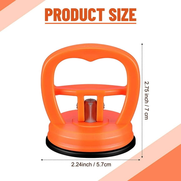 4 Pieces Car Dent Repair Tool Suction Cup Dent Puller Remover Car Body Handle Lifters Dent Pullers Removers for Car Dent Repair, Glass, Tiles, Mirror, Granite Lifting and Objects Moving (Orange)