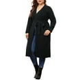 thumbnail image 2 of DARING DIVA Plus Size Sweater Knit Long Sleeve Belted Overwear 2X Black, 2 of 6