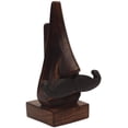 thumbnail image 2 of Benzara Hand Carved Wooden Nose Shaped Spectacle Holder With Mustache, Brown, 2 of 5
