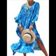 thumbnail image 1 of Vestido Caftán con Estampado Animal para Mujer, Talla Grande, para Playa, Verano 2025 Azul Talla Única, 1 of 8