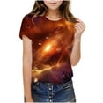 thumbnail image 4 of Kids Space Galaxies T Shirts Short Sleeve 3D Graphic Tees Shirts Funny Crew Neck T-Shirts Neon Novelty Clothes Orange， 5 Years, 4 of 7
