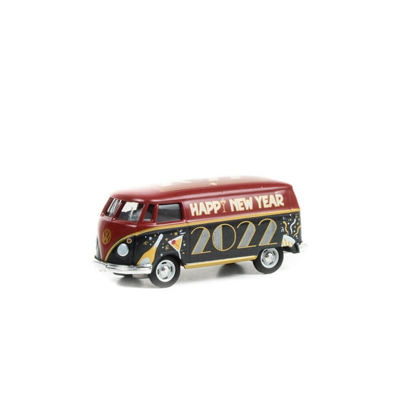Volkswagen Panel Van - Happy New Year 2022, Dark Red and Black - Greenlight 30319/48 - 1/64 scale Diecast Model Toy Car