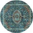 thumbnail image 1 of Ahgly Company Indoor Round Medallion Light Blue Traditional Area Rugs, 8' Round, 1 of 4