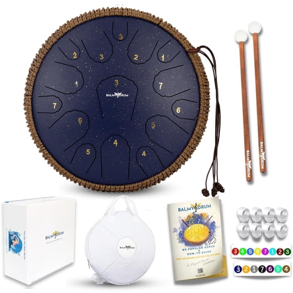 Tambor de lengüetas de acero Balmy Drum de 15 notas, 36 cm, azul