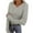 Gray, variant on Otntypg Women's Long Sleeve Henley Tops Ribbed Knit Slim Fitted Trendy Solid Color Half Button V Neck T Shirt Basic Tees Layer Fall Spring Fashion Outfits with Thumb Hole Purple M