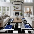 thumbnail image 3 of Navy Blue Black Geometric Area Rugs 5'x8', Washable Small Throw Rugs for Classroom Bedroom, Modern Color Block Abstract Indoor Outdoor Rug Non-Slip Low Pile Carpet Runner Reversible Floor Mats, 3 of 8