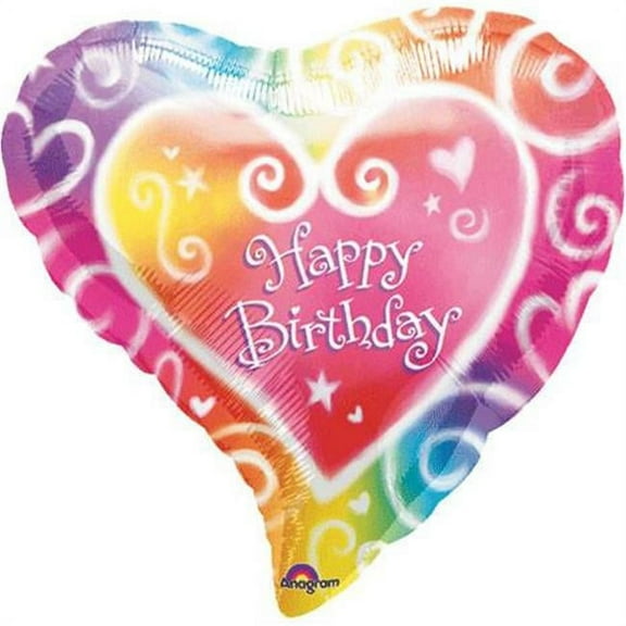 Anagram International Watercolor Birthday Foil Balloon, 18", Multicolor
