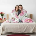 thumbnail image 4 of Valentines Fleece Throw Blanket Lightweight Pink Poppy Floral Leaf Botanical Pastoral Plant Fuzzy Flannel Throws Super Soft Cozy Flannel Blanket for Couch, Sofa, Bed, Travel 50"x60", 4 of 9