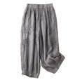 thumbnail image 2 of Endives Womens Cotton Linen Pant Embroidered Wide Leg Pants Spring Summer Loose Baggy Casual Pants Trendy Grey, 2 of 4
