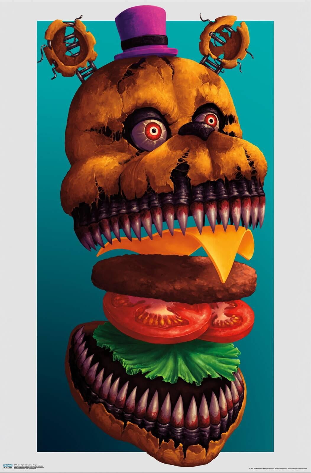 Five Nights at Freddy's - Burgers Canvas Wall Poster, 22.375" x 34"