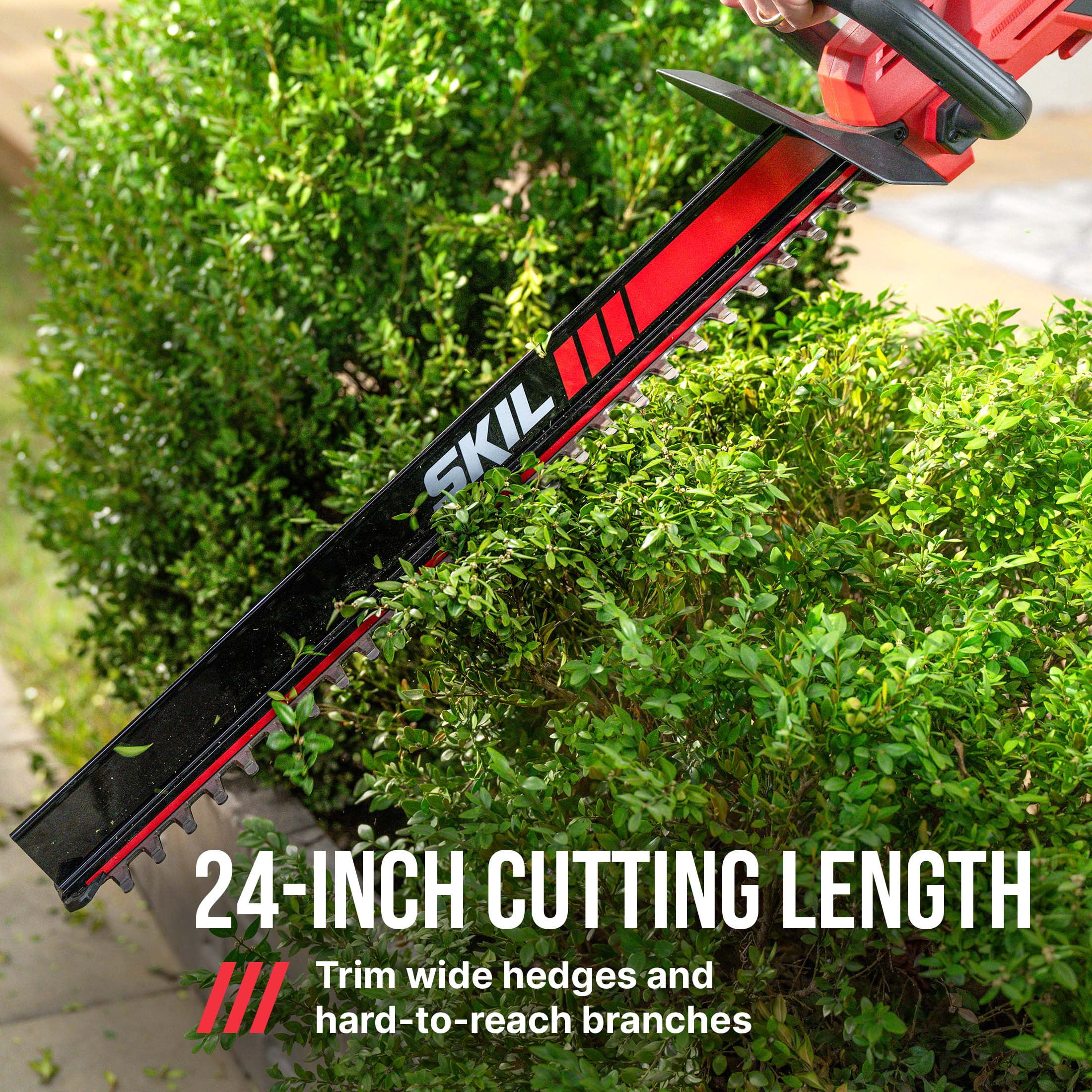 SKIL PWR CORE 40V Brushless 24-Inch Hedge Trimmer Kit with Dual-Action Steel Blades, 2.0Ah Battery and 60W Charger, HT2400C-11