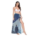 thumbnail image 2 of FORMRS Womens Long Sarong Beach Wrap Semi-Sheer Bikini Skirt Bathing Swimsuit Cover Up, Blue Planet, 2 of 7