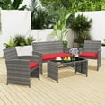 thumbnail image 1 of Gymax 4 Piece Patio Furniture Set Outdoor Wicker Conversation Set w/ Tempered Glass Coffee Table, 1 of 10