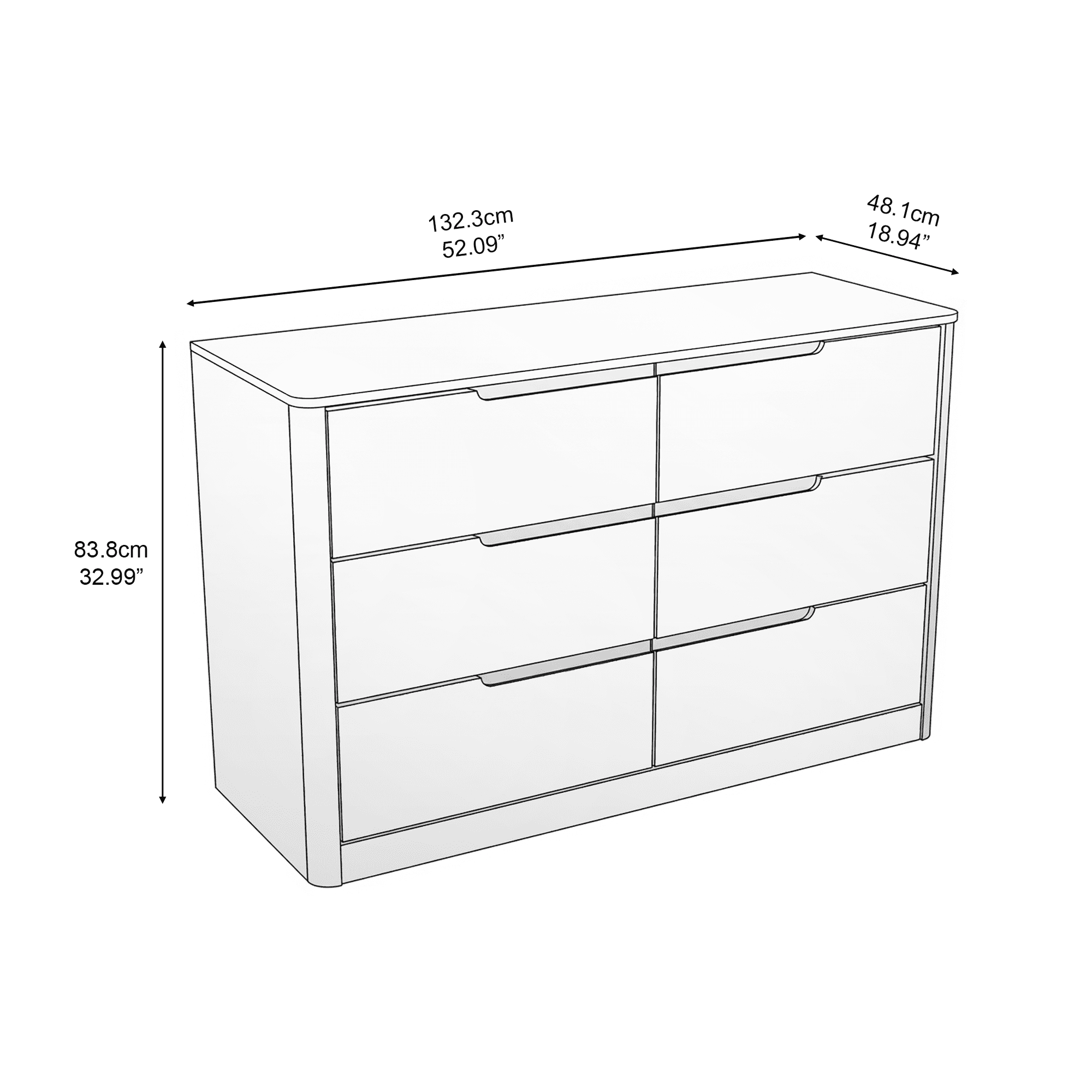 Kirsty Solid Wood 6 Drawers Dresser Brown - for Adults and Teens