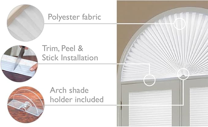 Redi Shade No Tools Original Arch Light Filtering Cellular Fabric Shade Natural, 72" W x 36" L