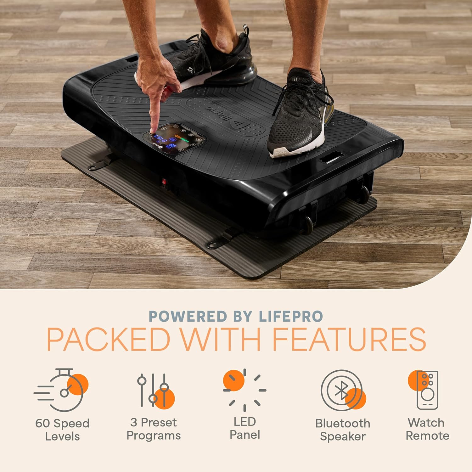 Lifepro Rumblex Pro 4D Vibration Plate Exercise Machine – Full Body Vibrating Plate for Weight Loss, Circulation, Recovery & Home Fitness Training - Black