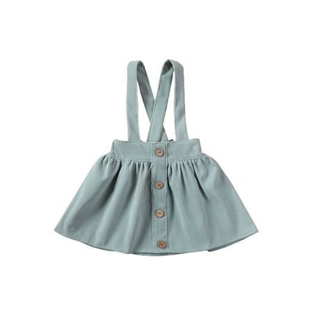 

Douhoow Toddler Girls Suspender Skirts Summer Kids Solid Color Corduroy Strap Skirt