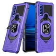 thumbnail image 1 of For Cricket Ovation 3 / AT&T Motivate Max U668AA Case Ring Stand Heavy Duty Phone Case Cover With Tempered Glass Screen Protector - Purple, 1 of 5