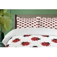 thumbnail image 4 of Ambesonne Ladybugs Duvet Cover Sets, Cross-stitch Insect Model, 2-Queen, White Scarlet and Black, 4 of 7