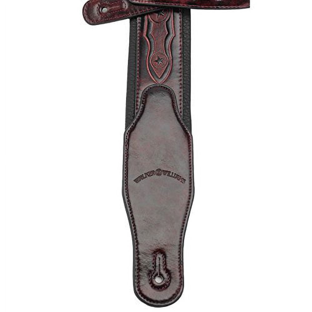 Walker & Williams GB-163 Oxford Brown Padded Guitar Strap with Oak Leaves & Texas Star