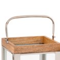 thumbnail image 2 of Benzara BM205197 Wood & Metal Lantern with Glass Panel Inserts, Brown & Clear - Small, 2 of 5