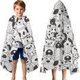 thumbnail image 3 of Cute Black and White Cartoon Line Drawing Dog Hooded Bath Towel，60"x35" for Ages 3 To 12 Kids, Quick Dry Lightweight Soft Microfiber Hood Beach Towel Cover Up for Kids, 3 of 7