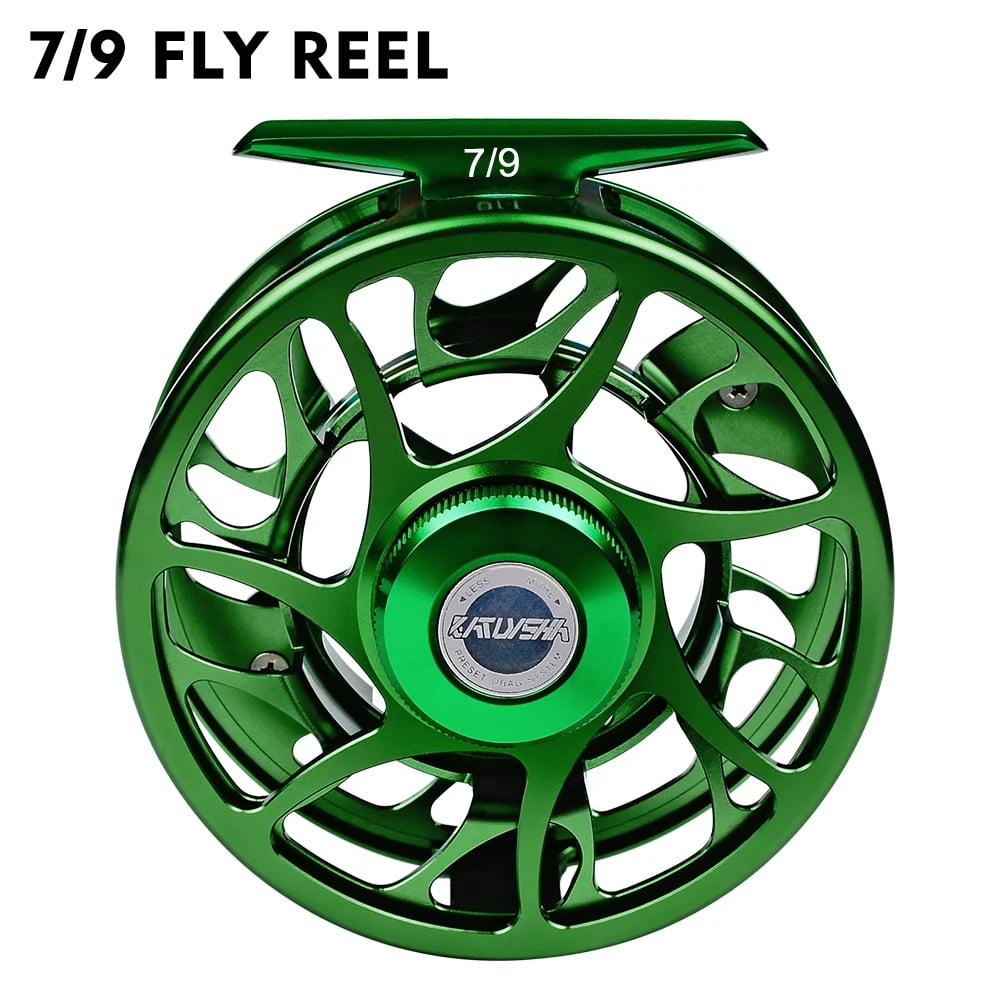 3+1 BB Fly Fishing Wheel Green Color Fly Fishing Reel CNC Machine Cut Large Arbor Die Casting Aluminum Fly Reel