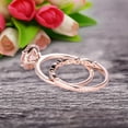 thumbnail image 6 of 1.75 carat Round Cut Morganite Wedding Set Bridal Ring 10k Rose Gold with Art Deco Eternity Matching Band Stacking Ring Halo, 6 of 6