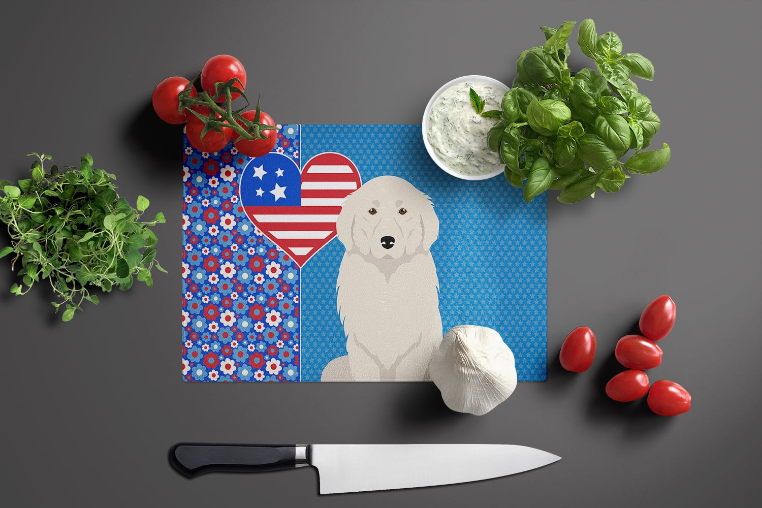 Great Pyrenees Glass Cutting Board Large 12 in x 15 in