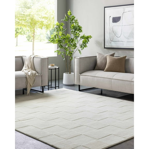 BoutiqueRugs Tegan Contemporary Area Rug - Light Silver - 18" x 18" Sample