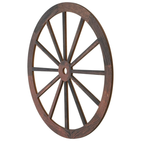 Beaupretty Wooden Wagon Wheel Wall Art Rustic Brown Vintage Decorative Ornament