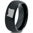 thumbnail image 1 of Tungsten Oregon The Beaver State Band Ring 8mm Men Women Comfort Fit Black Dome Brushed Polished, 1 of 4
