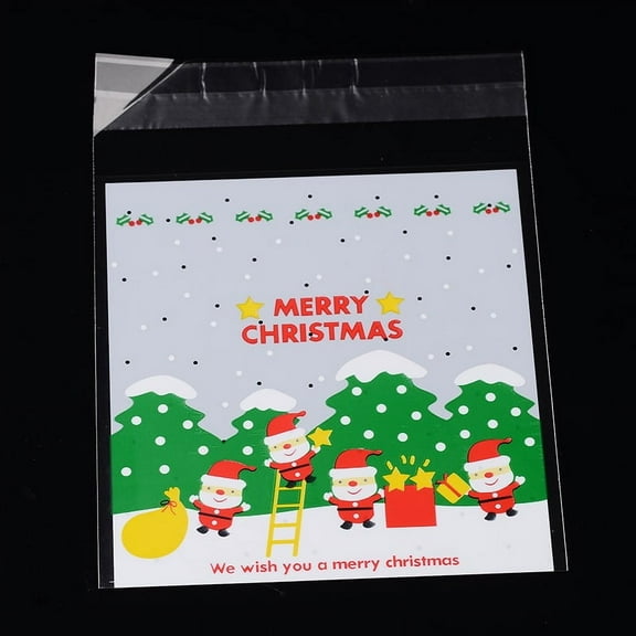 Rectangle OPP Cellophane Bags for Christmas Colorful 13.1x9.9cm Unilateral Thickness: 0.035mm Inner Measure: 9.9x9.9cm about 95~100pcs/bag