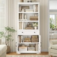 thumbnail image 3 of Hiphuta Bookcase with Doors, 71.6"Tall bookshelves with Storage, 5 Shelf Display Storgae Shelves, Bookshelves and Bookcases with 2 Doors for Home Office, Living Room, Bedroom, White, 3 of 8