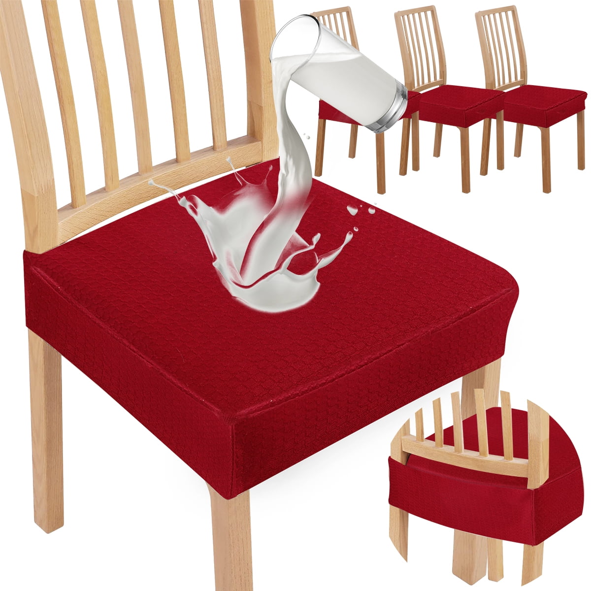 4Pcs Waterproof Chair Seat Cover Seat Slipcover Stretch Jacquard Chair Seat Cushion Protector