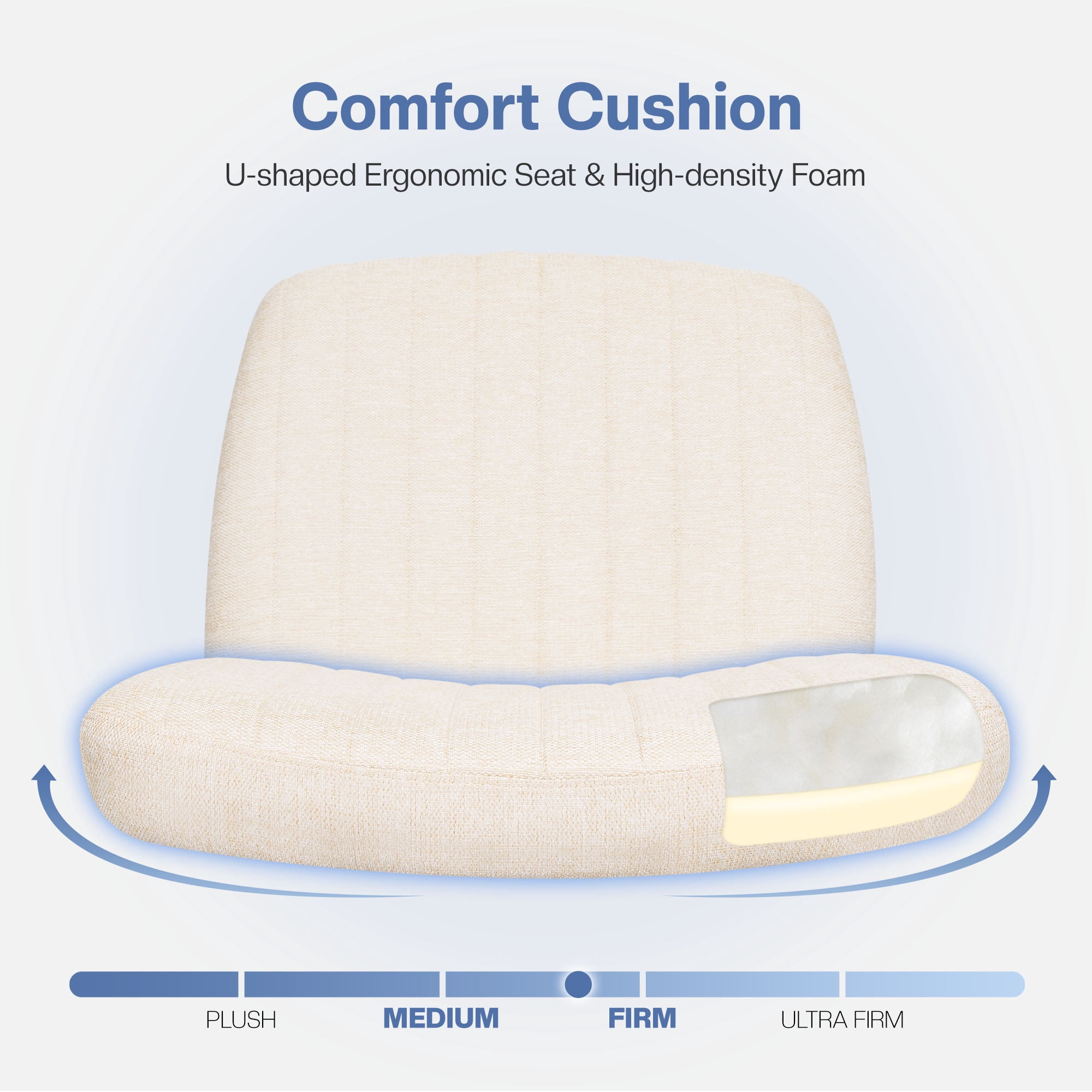 Celtoss Criss Cross Home Office Chair, Armless Swivel Task Computer Chair No Wheels, in Fabric, Vanity Style, Beige