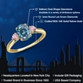 thumbnail image 2 of Gem Stone King 10K Yellow Gold Persian Blue Moissanite and Pink Lab Grown Diamond 3-Stone Ring for Women | 1.64 Cttw | Oval 8X6MM | Gemstone Birthstone | Size 9, 2 of 6