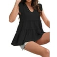 thumbnail image 2 of Liacowi Women Junior Pleated Ruffle Swing Tops Vest Casual Sleeveless V Neck  Summer Loose Blouses Shirts, 2 of 5
