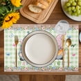 thumbnail image 4 of Easter Placemats Set of 4, Spring Pastoral Gnomes Bunny Eggs Green Lattice Placemats for Dining Table, Place Mats for Kitchen Tabletop, Waterproof Wipeable Dining Table Mats Set, 4 of 9