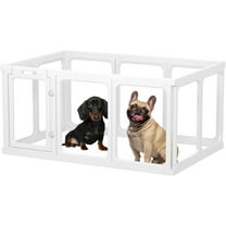 Clear Acrylic Dog Playpen, 23.6" H Transparent Dog Playpens Indoor, Easy Assemble Pet Pen for Puppy/Small Dog/Rabbit/Cat/Pig, Sturdy Plastic Whelping Box Enclosure (10 Planes-11.6 sq.ft, White)