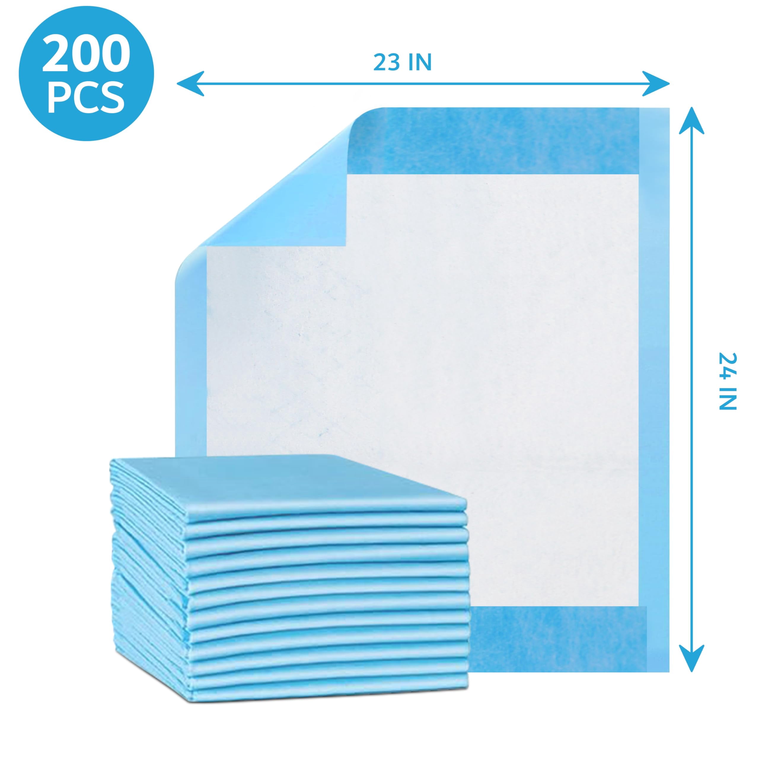 Henry Schein Disposable Underpads 23'' x 24'' (200-Count) Incontinence Pads, Bed Covers, Puppy Training | Thick, Leak Protection for Kids, Adults, Elderly | Liquid, Urine, Accidents