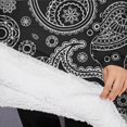 thumbnail image 3 of Oversized Wearable Blanket Hoodie,Black Paisley Pattern Sherpa Blanket Hoodie with Super Pockets,Super Warm Fuzzy Pullover for Women & Men, 3 of 6