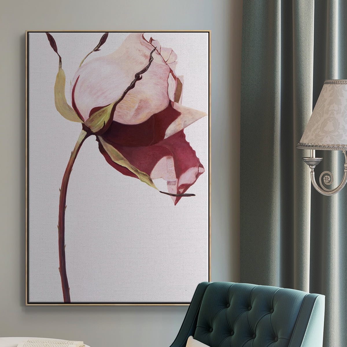 Love Is A Rose I Framed Premium Gallery Wrapped Canvas - Ready to Hang - 17 x 25 - Natural Wood Floating Frame
