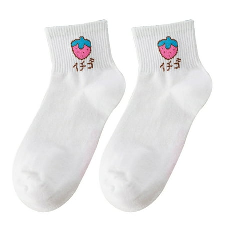 

JunDanmall Fashion Peach Banana Fruit Pattern Women Cotton Elastic Middle Tube Socks Gift