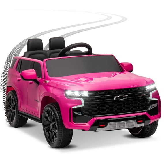 UBesGoo Licensed Chevrolet Tahoe 12V Kids Ride on Car, Battery Powered Electric Ride on Car Toys with Remote Control, Light, Pink